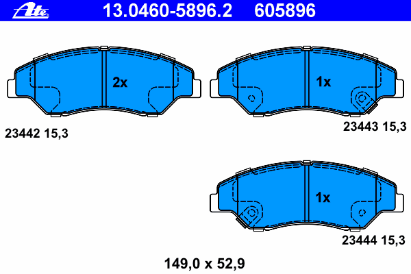 Комплект тормозных колодок, дисковый тормоз 13.0460-5896.2