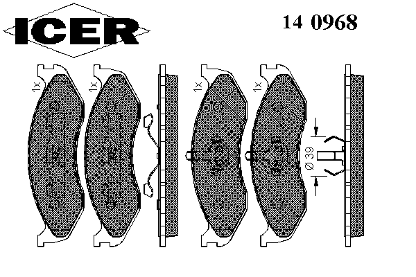 Комплект тормозных колодок, дисковый тормоз 140968