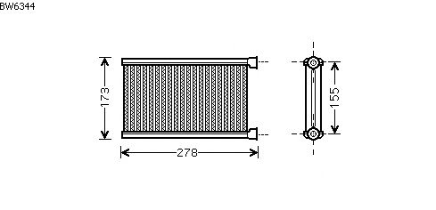 Permutador de calor, aquecimento do habitáculo BW6344