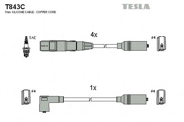 Комплект проводов зажигания T843C
