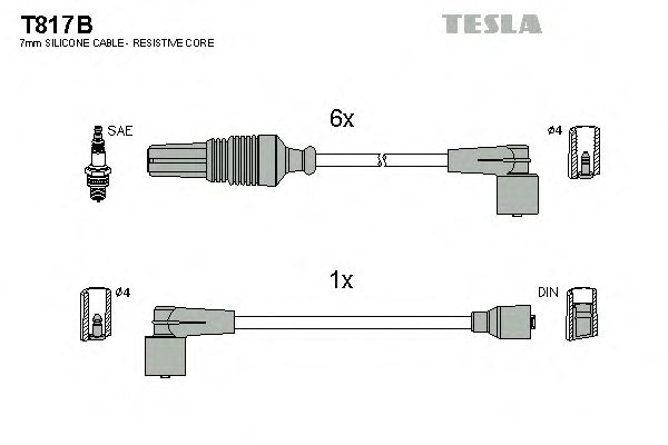 Комплект проводов зажигания T817B
