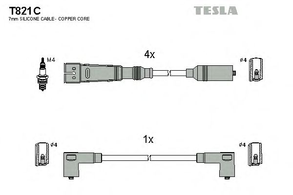 Комплект проводов зажигания T821C