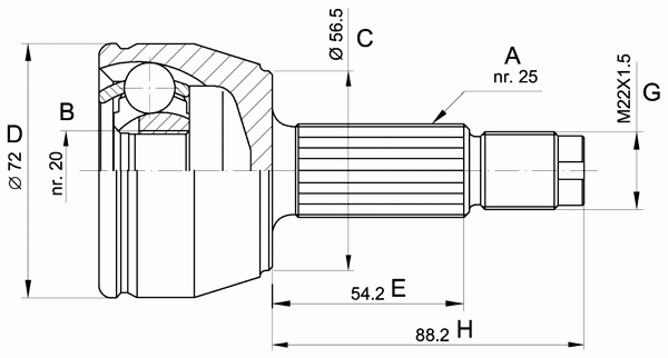 Шарнирный комплект, приводной вал CVJ5277.10