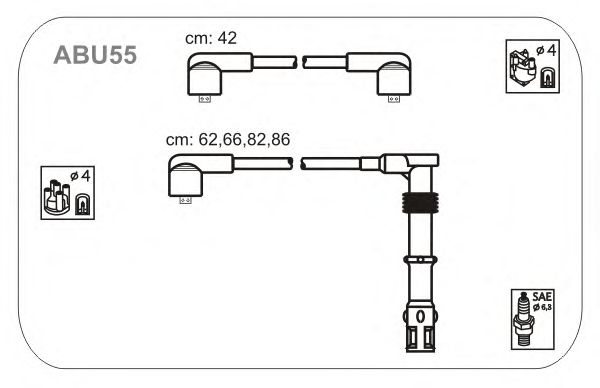 Комплект проводов зажигания ABU55