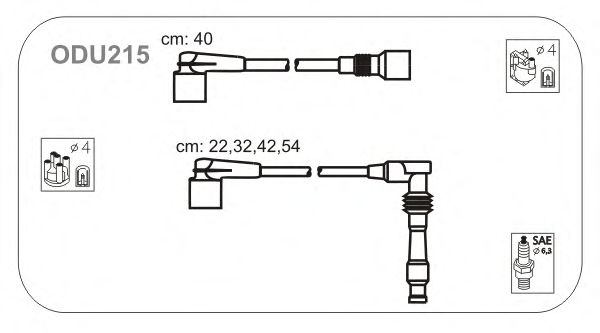 Комплект проводов зажигания ODU215