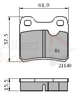 Комплект тормозных колодок, дисковый тормоз ADB0117