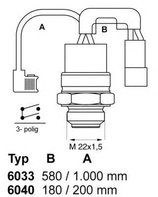 Interruptor de temperatura, ventilador do radiador 6040.88