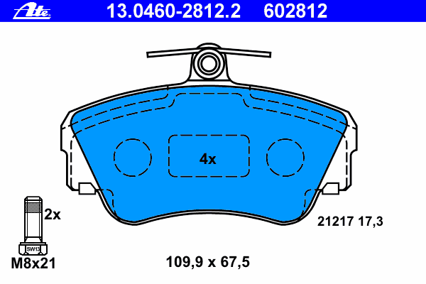 Комплект тормозных колодок, дисковый тормоз 13.0460-2812.2