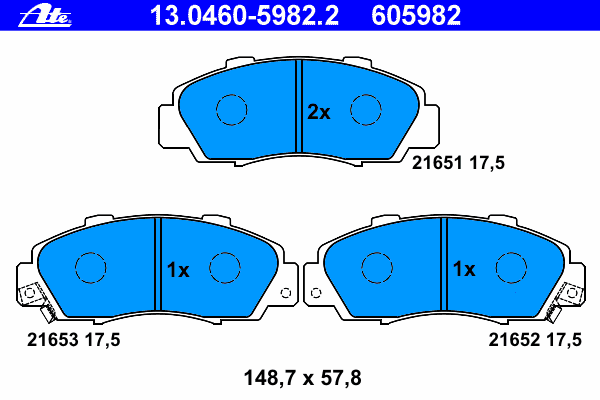 Комплект тормозных колодок, дисковый тормоз 13.0460-5982.2