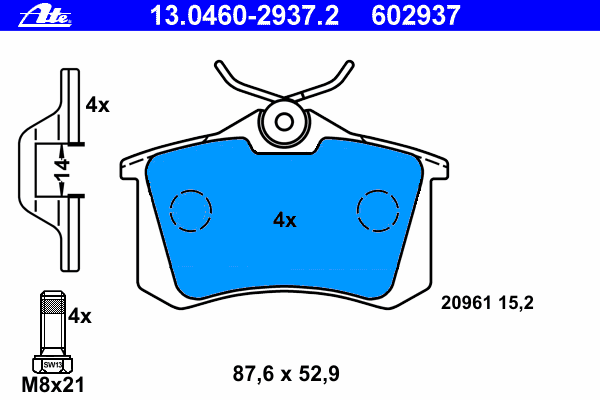 Комплект тормозных колодок, дисковый тормоз 13.0460-2937.2