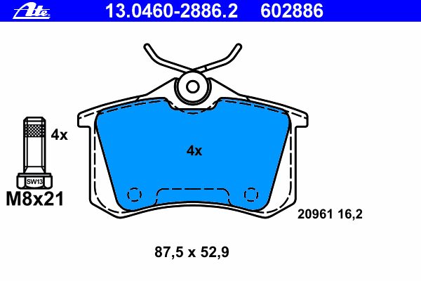 Kit de plaquettes de frein, frein à disque 13.0460-2886.2
