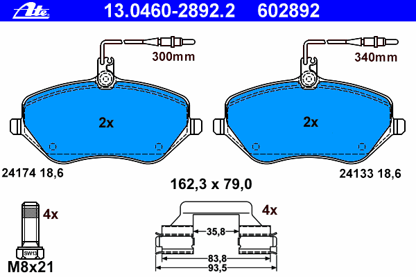 Комплект тормозных колодок, дисковый тормоз 13.0460-2892.2