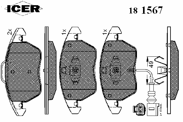 Комплект тормозных колодок, дисковый тормоз 181567