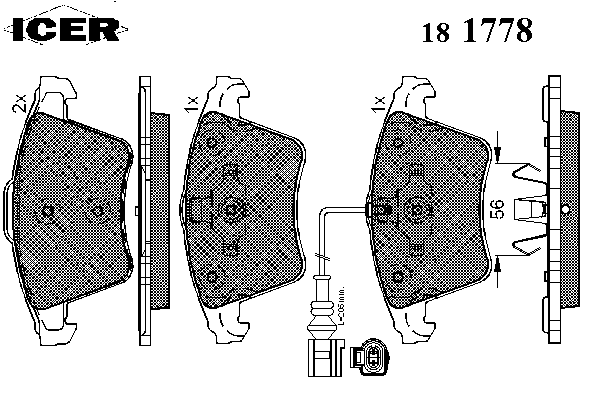 Комплект тормозных колодок, дисковый тормоз 181778