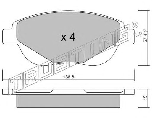 Комплект тормозных колодок, дисковый тормоз 964.0