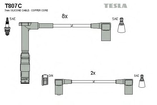Комплект проводов зажигания T807C