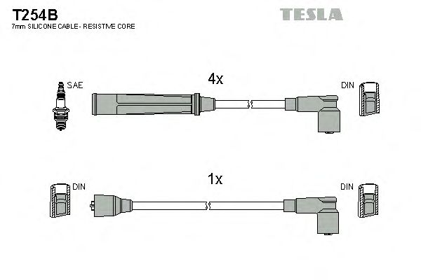 Комплект проводов зажигания T254B