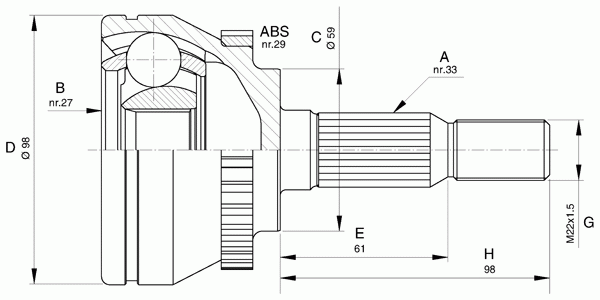 Gelenksatz, Antriebswelle CVJ5612.10