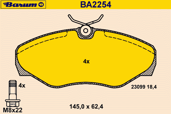 Bremsebelegg sett, skivebremse BA2254