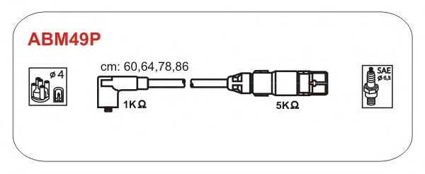 Комплект проводов зажигания ABM49P