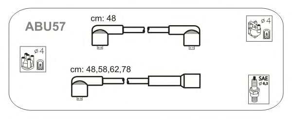 Комплект проводов зажигания ABU57
