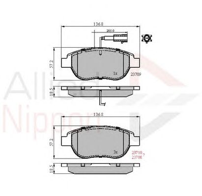 Комплект тормозных колодок, дисковый тормоз ADB11038