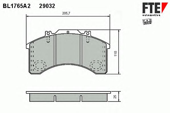Комплект тормозных колодок, дисковый тормоз BL1765A2