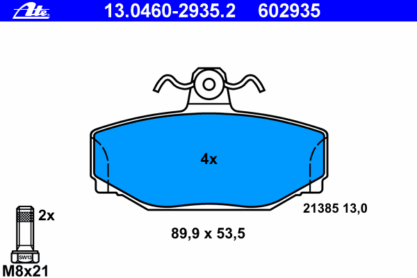 Комплект тормозных колодок, дисковый тормоз 13.0460-2935.2