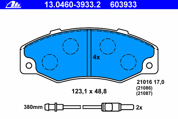 Комплект тормозных колодок, дисковый тормоз 13.0460-3933.2