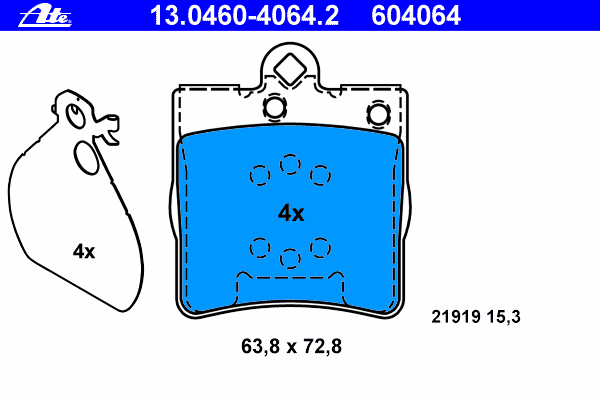 Комплект тормозных колодок, дисковый тормоз 13.0460-4064.2