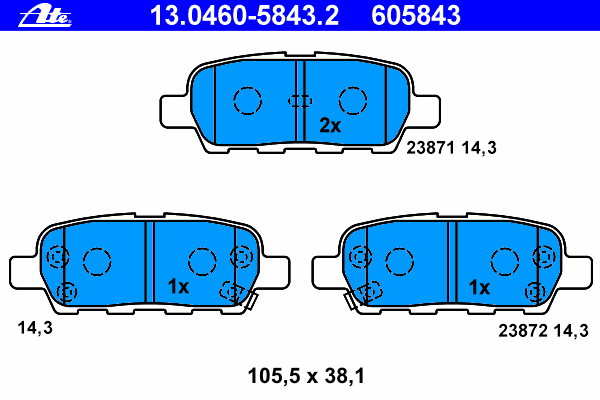 Комплект тормозных колодок, дисковый тормоз 13.0460-5843.2