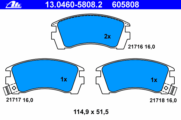Комплект тормозных колодок, дисковый тормоз 13.0460-5808.2