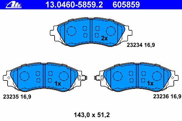 Комплект тормозных колодок, дисковый тормоз 13.0460-5859.2