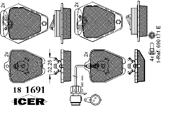 Kit de plaquettes de frein, frein à disque 181691