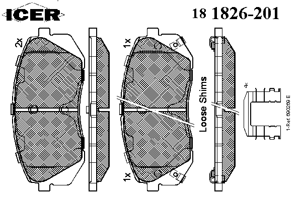 Комплект тормозных колодок, дисковый тормоз 181826-201