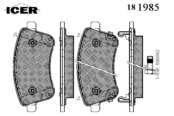 Комплект тормозных колодок, дисковый тормоз 181985
