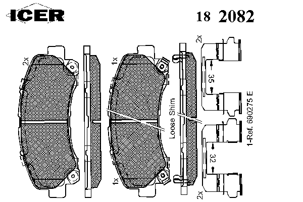 Комплект тормозных колодок, дисковый тормоз 182082