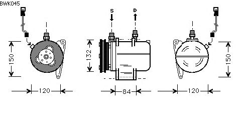 Compresor, aire acondicionado BWK045