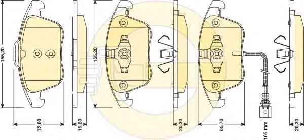 Комплект тормозных колодок, дисковый тормоз 6117622