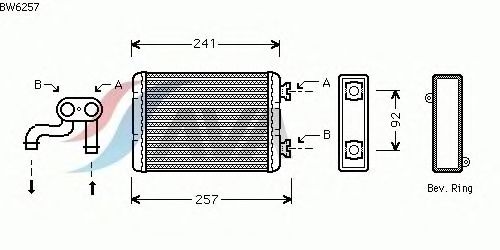 Permutador de calor, aquecimento do habitáculo BW6257