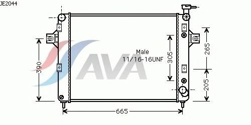 Radiador, arrefecimento do motor JE2044