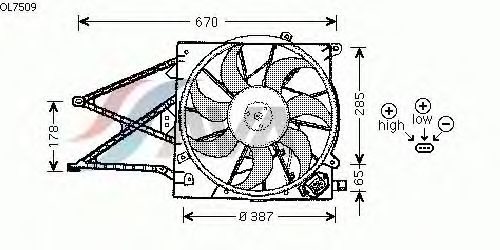 Вентилятор, охлаждение двигателя OL7509
