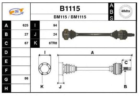 Arbre de transmission B1115