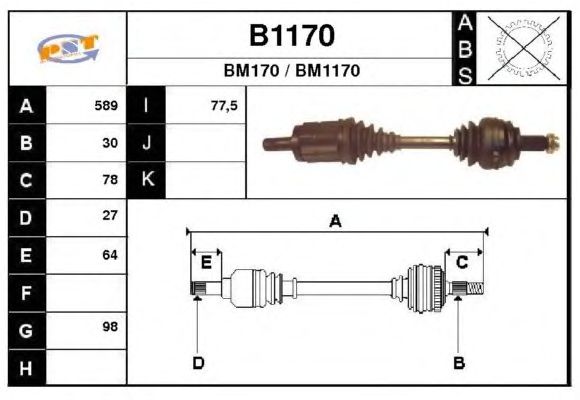 Arbre de transmission B1170