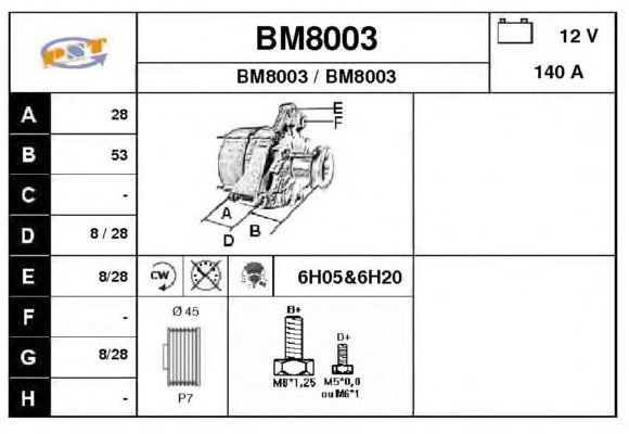 Dynamo / Alternator BM8003