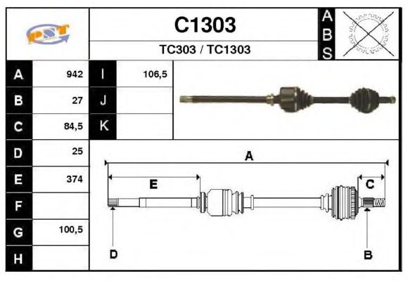 Arbre de transmission C1303
