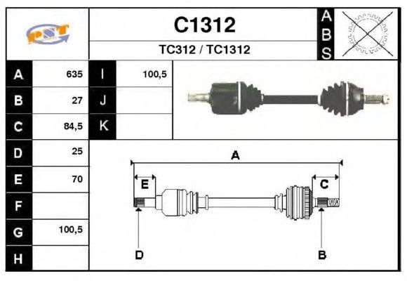 Arbre de transmission C1312
