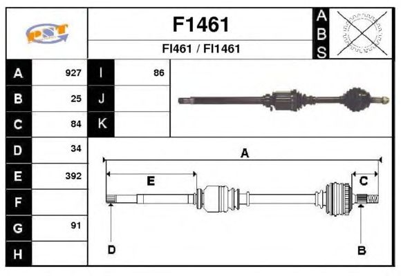 Aandrijfas F1461