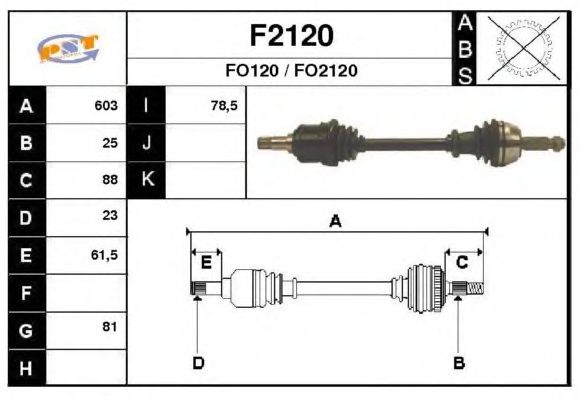 Arbre de transmission F2120