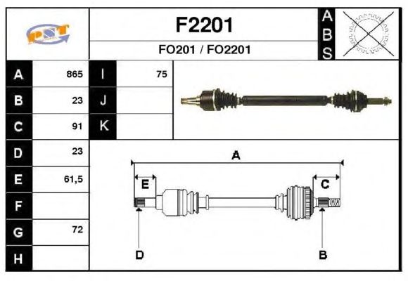 Arbre de transmission F2201